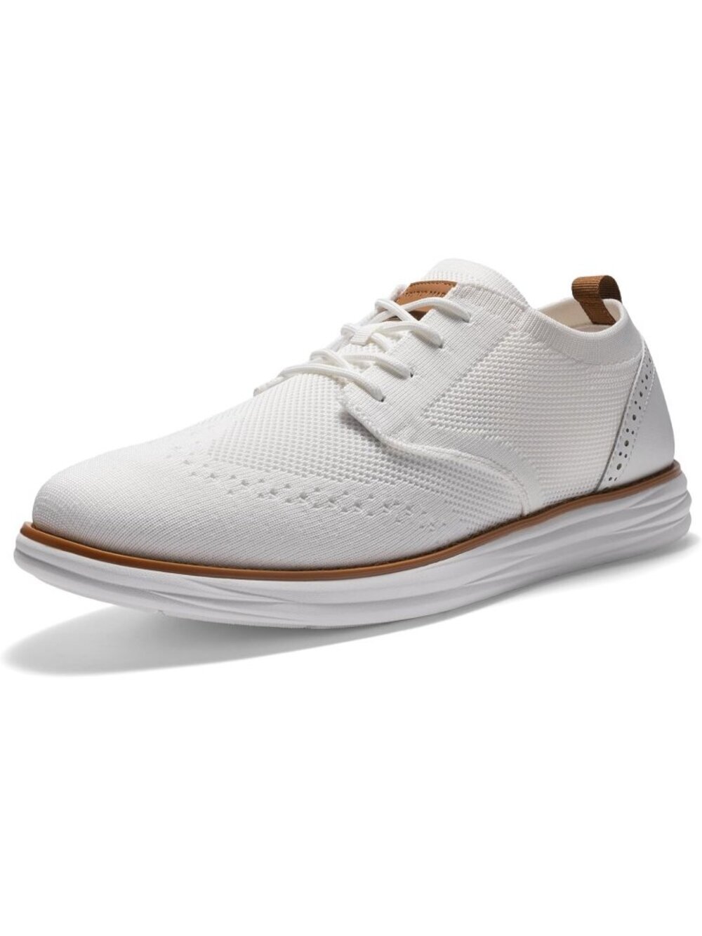 Men's White KnitFlex Craft Mesh Oxfords Solid Lace-Up Rubber Walking Sneaker